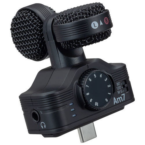 Microphone stéréo USB-C AM7 de Zoom pour téléphones Android - Noir