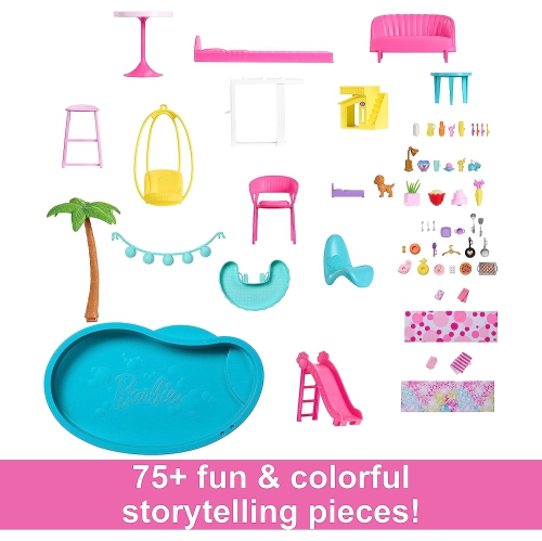 Barbie Dreamhouse 2023, Maison de poupée avec plus de 75 pièces et glissade à 3 étages, Maison de Barbie, ascenseur pour animaux et aires de jeu pour
