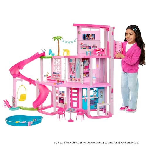 Barbie Dreamhouse 2023, Maison de poupée avec plus de 75 pièces et glissade à 3 étages, Maison de Barbie, ascenseur pour animaux et aires de jeu pour