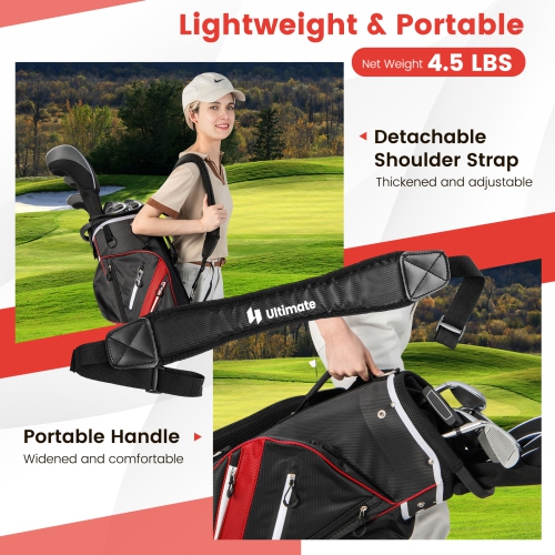 Costway Lightweight Golf Cart Bag with 14 Way Top Dividers 9 Pockets Rain Hood Cooler Bag