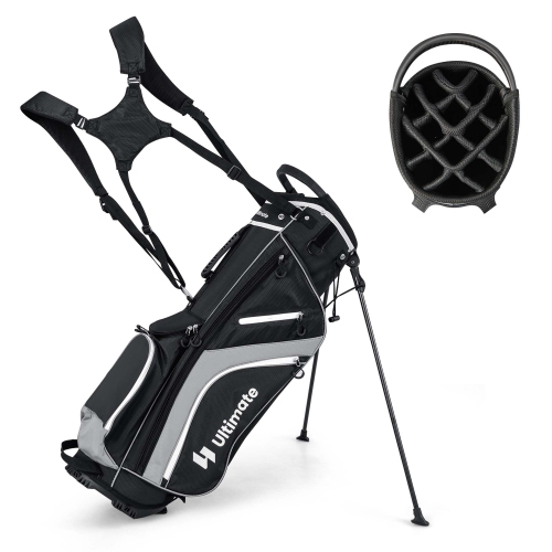 COSTWAY  Lightweight Golf Stand Bag With 14 Way Top Dividers 6 Pockets Cooler Bag Rain Hood