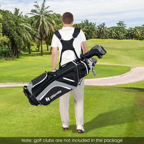 Costway Lightweight Golf Stand Bag with 14 Way Top Dividers 6 Pockets Cooler Bag Rain Hood