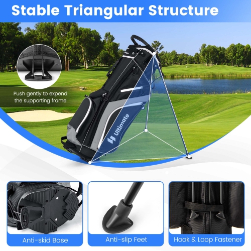 Costway Lightweight Golf Stand Bag with 14 Way Top Dividers 6 Pockets Cooler Bag Rain Hood