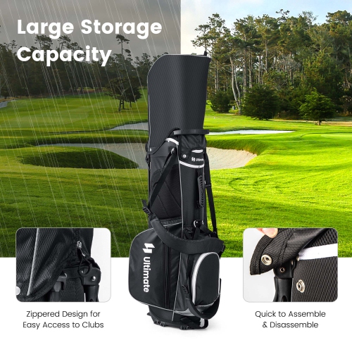 Costway Lightweight Golf Stand Bag with 14 Way Top Dividers 6 Pockets Cooler Bag Rain Hood