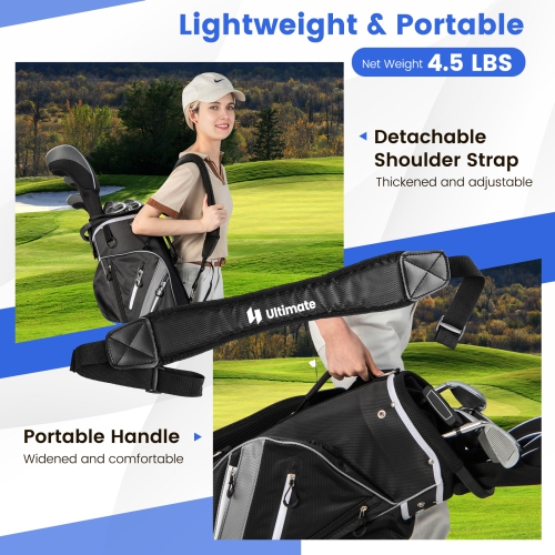 Costway Lightweight Golf Cart Bag with 14 Way Top Dividers 9 Pockets Rain Hood Cooler Bag
