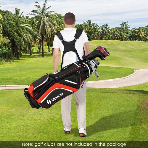 Costway Lightweight Golf Stand Bag with 14 Way Top Dividers 6 Pockets Cooler Bag Rain Hood