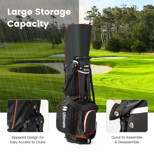 Costway Lightweight Golf Stand Bag with 14 Way Top Dividers 6 Pockets Cooler Bag Rain Hood