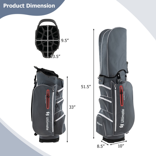Costway Lightweight Golf Cart Bag with 15 Way Top Divider Individual Putter Well Cooler Bag