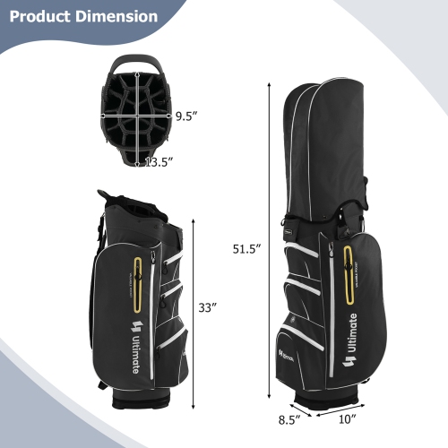 Costway Lightweight Golf Cart Bag with 15 Way Top Divider Individual Putter Well Cooler Bag