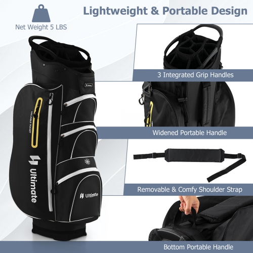 Costway Lightweight Golf Cart Bag with 15 Way Top Divider Individual Putter Well Cooler Bag