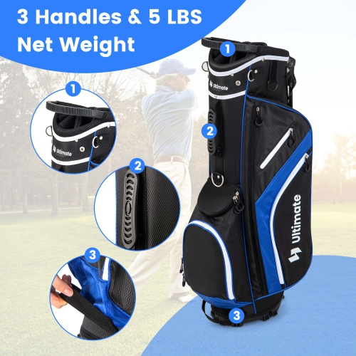 Costway Lightweight Golf Stand Bag with 14 Way Top Dividers 6 Pockets Cooler Bag Rain Hood