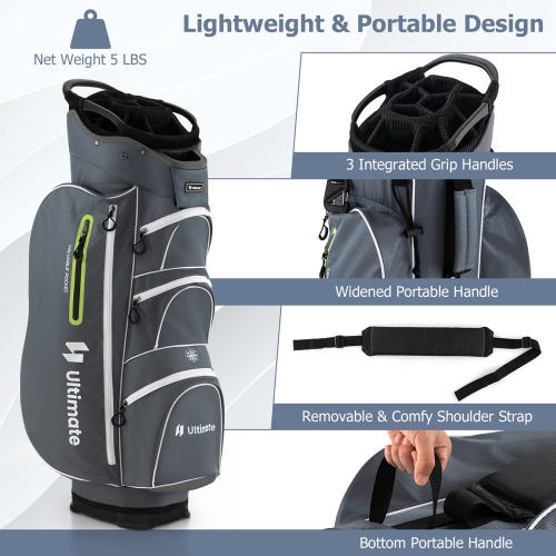 Costway Lightweight Golf Cart Bag with 15 Way Top Divider Individual Putter Well Cooler Bag
