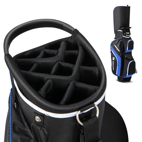 Costway Lightweight Golf Cart Bag with 14 Way Top Dividers 9 Pockets Rain Hood Cooler Bag