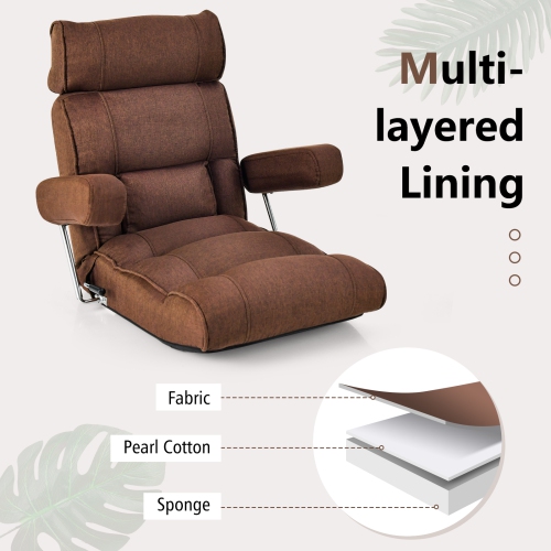 Costway Adjustable Lazy Sofa with Stepless Adjustable Back & 6-position Head/Lumbar/Seat