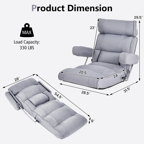 Costway Adjustable Lazy Sofa with Stepless Adjustable Back & 6-position Head/Lumbar/Seat