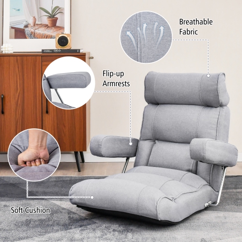 Costway Adjustable Lazy Sofa with Stepless Adjustable Back & 6-position Head/Lumbar/Seat