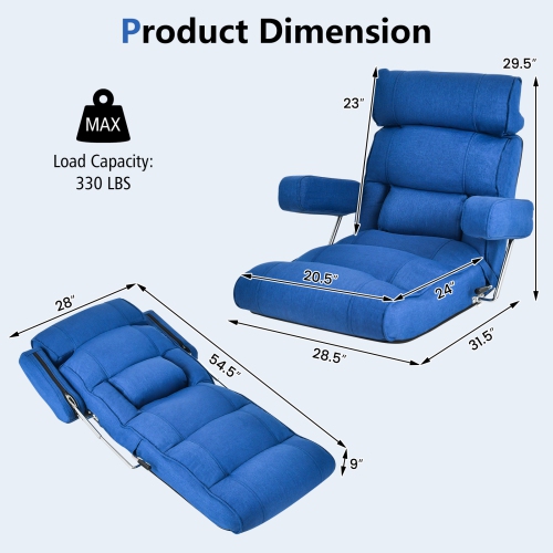 Costway Adjustable Lazy Sofa with Stepless Adjustable Back & 6-position Head/Lumbar/Seat