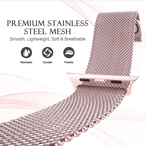 Apple Watch 44mm Band Stainless Steel Magnetic Loop Watch Band Milness Strap for iWatch SE Ultra Series 8 7 6 5 4 3 2 1 - Gold