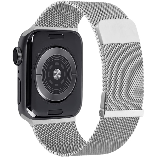 Bracelet à rabat magnétique en acier inoxydable pour Apple Watch 38&nbsp;mm Bracelet Milness pour iWatch se Ultra Series 8 7 6 5 4 3 2 1 - Argenté