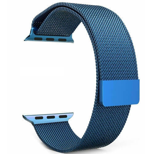 Bracelet à rabat magnétique en acier inoxydable pour Apple Watch 40&nbsp;mm Bracelet Milness pour iWatch se Ultra Series 8 7 6 5 4 3 2 1 - Bleu