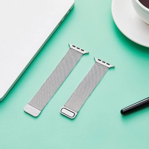 Apple Watch 40mm Band Stainless Steel Magnetic Loop Watch Band Milness Strap for iWatch SE Ultra Series 8 7 6 5 4 3 2 1 - Silver