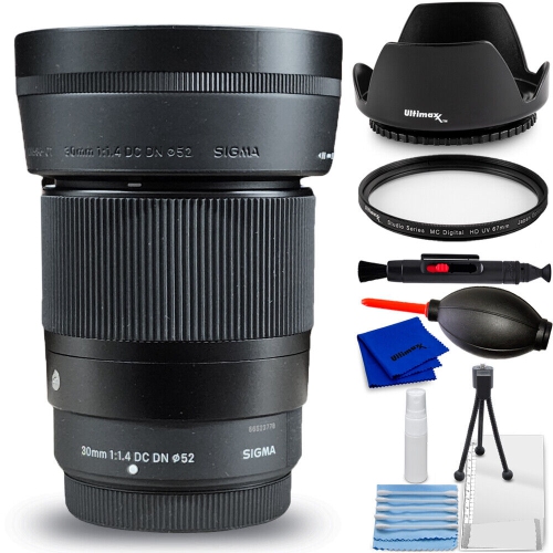 SIGMA  30MM F/1.4 Dc Dn Contemporary Lens for Fujifilm X - 7PC Accessory Bundle