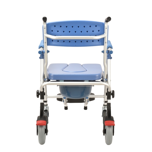 Chaise d’aisance médicale en fauteuil roulant une touche chaise d’aisance repliable toilettes chaise de douche utilisation comme toilette mobile