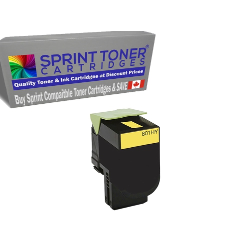 Compatible with Lexmark- 80C1H YELLOW High Yield Toner Cartridges SPRINT TONER CX410/510 80C1HY0 3000 pages. CX410, CX410de, CX510, CX510de