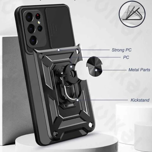 ( KEEGUARD ) pour Samsung Galaxy S21 Étui antichoc robuste béquille rigide militaire - Rouge