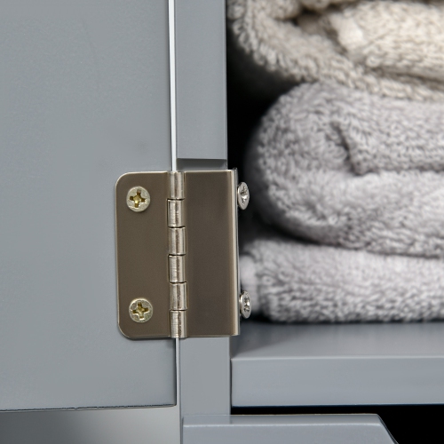 HOMCOM – Armoire de salle de bain étroite, armoire de rangement mince pour salle de bain avec tiroirs, armoire et tablettes ouvertes, armoire en lin,