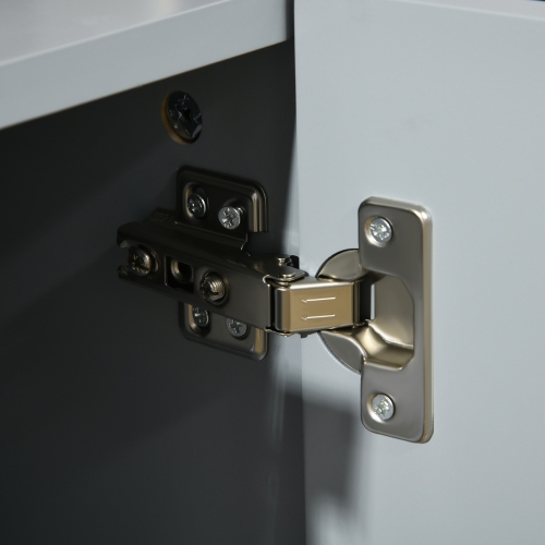 HOMCOM – Armoire d’appoint, buffet de buffet, armoire de rangement moderne avec pattes dorées, fermeture en douceur, tablettes réglables, gris