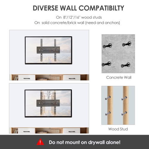 26-55in Full Motion TV Mounts with Dual Articulating Arm, TV Wall Mount Bracket Holds up to 88lbs and Max VESA 400 x 400mm