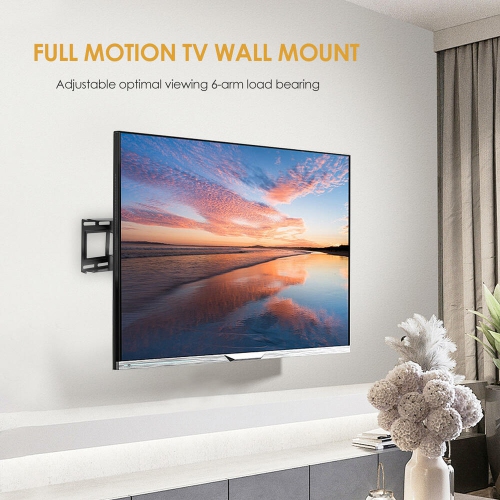 37-70 inch Full Motion TV Wall Mount with Articulating Dual Support 6-Arms Holds up to 88lbs and Max VESA 600 x 400mm