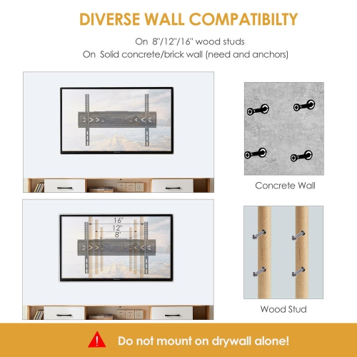 37-70 inch Full Motion TV Wall Mount with Articulating Dual Support 6-Arms Holds up to 88lbs and Max VESA 600 x 400mm