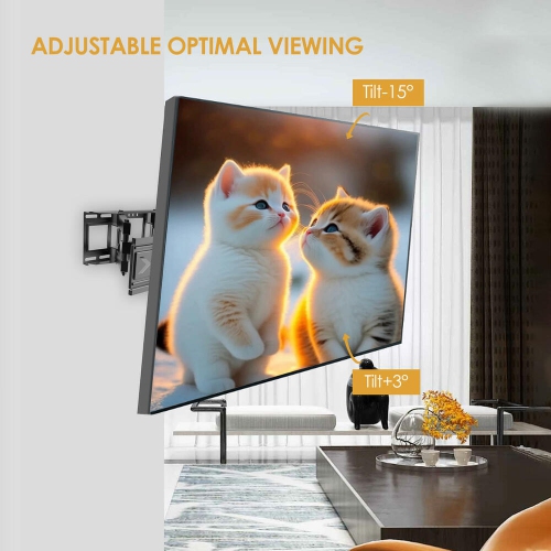 37-70 inch Full Motion TV Wall Mount with Articulating Dual Support 6-Arms Holds up to 88lbs and Max VESA 600 x 400mm