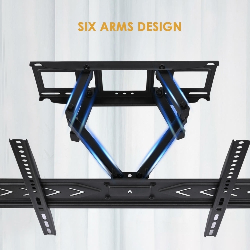 37-70 inch Full Motion TV Wall Mount with Articulating Dual Support 6-Arms Holds up to 88lbs and Max VESA 600 x 400mm