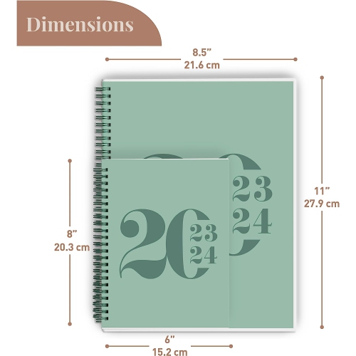 Rileys & Co 2025-2026 12-month Typographic Academic Weekly & Monthly Planner 8 x 6 in Green