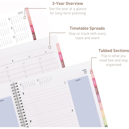 Agenda hebdomadaire et mensuel académique typographique de 2025-2026 12 mois de Rileys & Co, 8,5 x 11 po, bleu