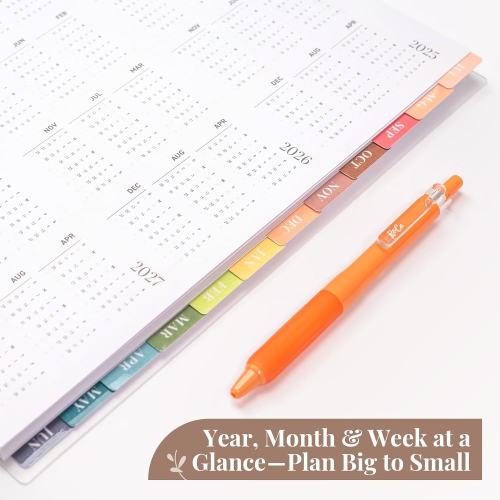 Agenda hebdomadaire et mensuel académique typographique de 2025-2026 12 mois de Rileys & Co, 8,5 x 11 po, bleu