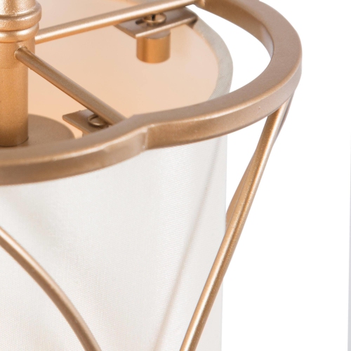 Modern Drum Island Pendant Light 1-Light Brass Gold Cage Chandelier Pendant Ceiling Light with Fabric Shade