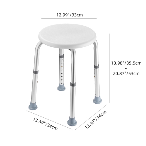 Chaise de douche à hauteur réglable à 8 niveaux, tabouret de douche de bain pour douche intérieure avec pieds en caoutchouc stables, pieds