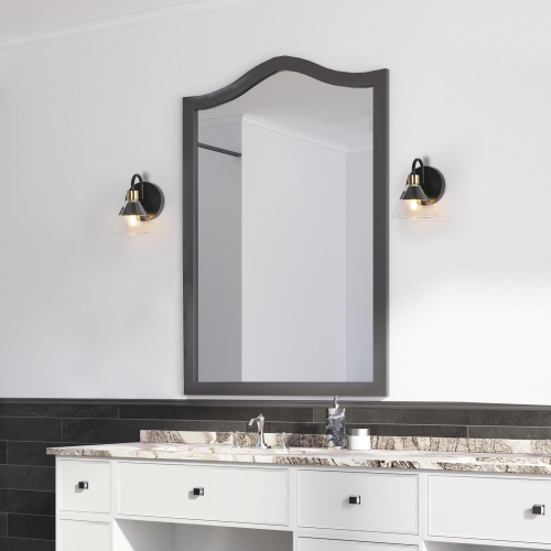 Modern Black Bathroom Vanity Light, 5.5-in W 1-Light Black and Brass Gold In Cone Glass Modern/Contemporary LED Wall Sconce