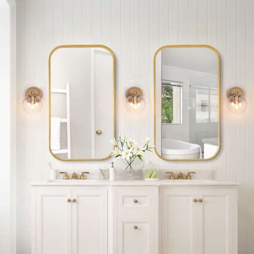 Modern Globe Bubble Bedroom Wall Lights, 5.5-in W 1-Light Satin Gold with Clear Globe Glass Modern/Contemporary LED Wall Sconce