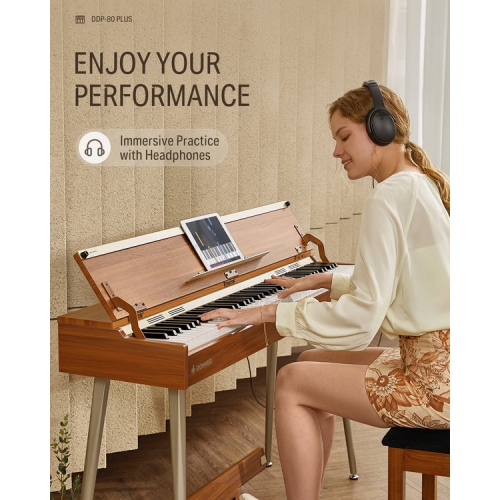 Donner DDP-80 PLUS Digital Piano 88 Key Weighted Keyboard, Supports  USB-MIDI & Headphones Connection, Semi-open Cover, with Three Pedal, Power  Adapter 