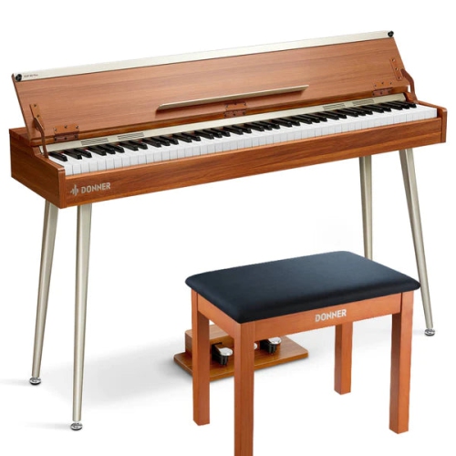 Donner DDP-80 PLUS 88 Key Weighted Wooden Upright Digital Piano with Piano Lid 3-Pedal