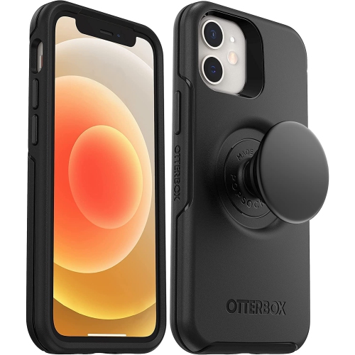 Étui Otter + Pop Symmetry d'OtterBox pour iPhone 12 Mini - Noir avec OtterBox Black PopTop