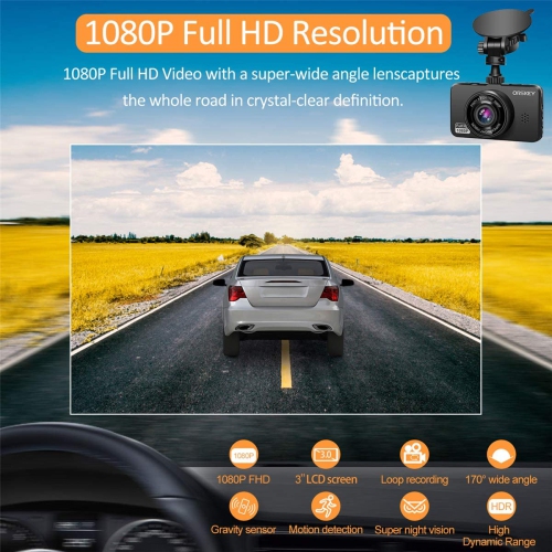 LDAS Dash Cam for Cars Front and Rear and SD Card Included 2.5K Full HD in Car Camera Dual Lens Dashcam for Cars 170 Wide Angle with Loop Recording