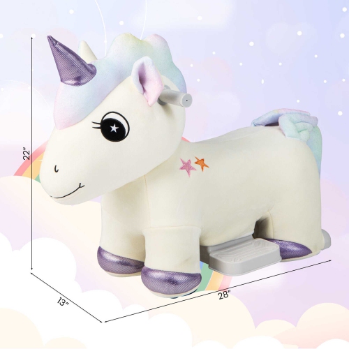 Gymax 6V Electric Animal Ride On Toy Unicorn Kids Plush Ride-on w/ Music & Handlebars