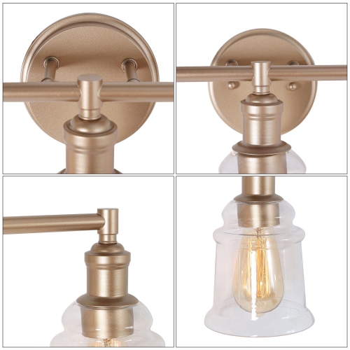 Modern Gold Bathroom Wall Sconce, 23 in. 3-Light Farmhouse Bell Vanity Light