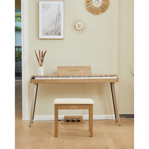 Donner DDP-60 88-Key Semi-Weighted Wooden Upright Digital Piano with 3-Pedal for Beginner